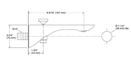 MODERNLIFE EDGE BATH SPOUT WITH DIVERTER - KOHLER LUXURY -  ( ROSE GOLD - LUXURY - 0x15 mm - 0inchX0.6inch )