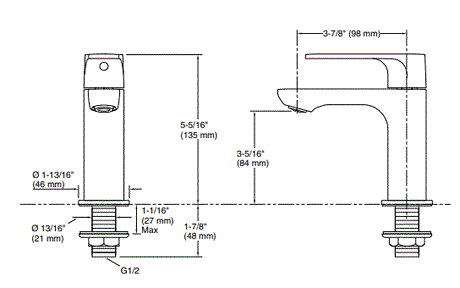 FORE TRI PILLAR TAP - KOHLER POPULAR -  ( POLISHED CHROME - POPULAR - 0x15 mm - 0.5inchX0.5inch )