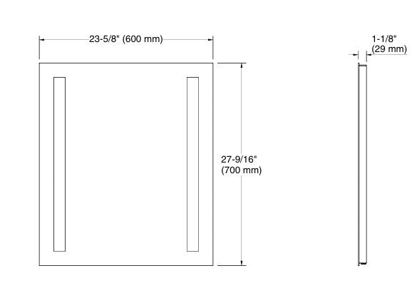 VITALITY COLUMN LIGHT MIRROR - KOHLER LUXURY -  (  - LUXURY - 700x600 mm - 28inchX24inch )