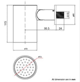 BRASS HYDRO SPOT WALL MOUNTED SHOWER WITH POWDER FLOW - AQUANT -  ( MATT BLACK -  - 80x0 mm - 3.2inchX0inch )