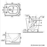 WALL HUNG WC RIMLESS W/UF SEAT COVER ( BOLT DISTANCE 7INCH) - AQUANT -  ( GOLD/WHITE -  - 0x0 mm - 0inchx0inch )
