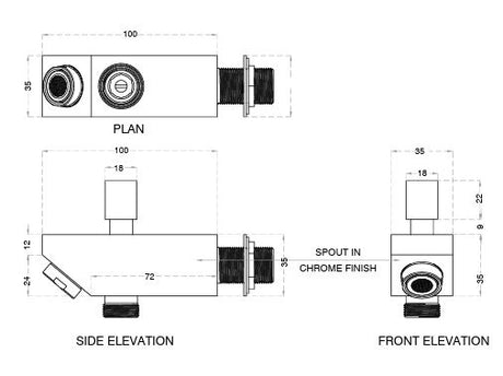 BRASS BUTTON SPOUT - AQUANT -  ( CHROME -  - 0x0 mm - 0inchx0inch )