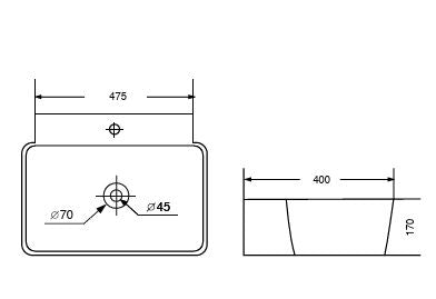 SEMI COUNTER WASH BASIN - AQUANT -  ( WHITE -  - 475x400 mm - 19inchX16inch )