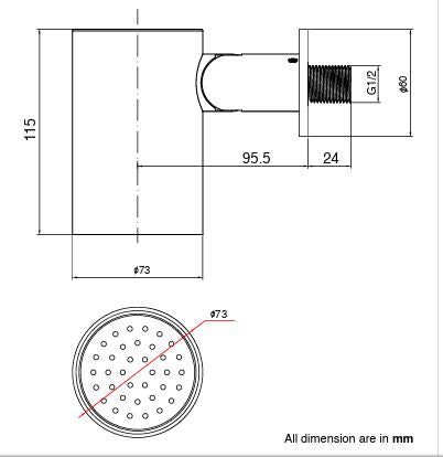 BRASS HYDRO SPOT WALL MOUNTED SHOWER WITH POWDER FLOW - AQUANT -  ( BRUSHED GOLD -  - 80x0 mm - 3.2inchX0inch )