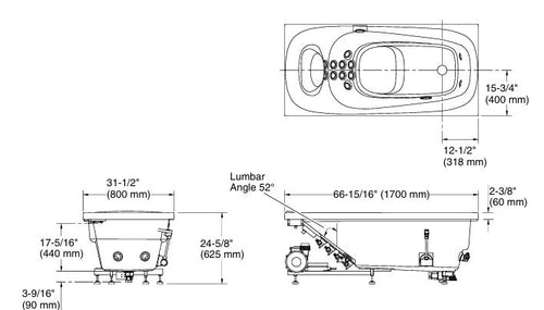 (O2SR)1.7M DI WP W/EDRAIN WHIRLPOOL B/T - KOHLER LUXURY -  ( WHITE - LUXURY - 1700x800 mm - 68inchX32inch )