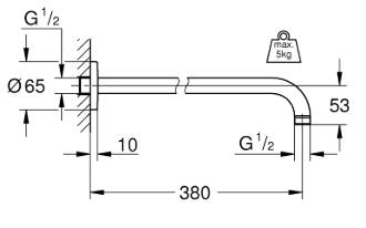 RAINSHOWER SHOWER ARM 380MM - GROHE -  ( CHROME - G5 - RAINSHOWER - 0x15 mm - 0inchX0.6inch )