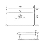 SEMI COUNTER/TABLE MOUNTED WASH BASIN - AQUANT - ( WHITE - - 700x420 mm - 28inchX16.8inch )