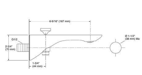 MODERNLIFE EDGE BATH SPOUT WITH DIVERTER - KOHLER LUXURY -  ( POLISHED CHROME - LUXURY - 0x0 mm - 0inchx0inch )
