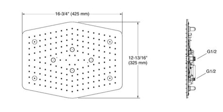 ML EDGE DF HEXAGON RAIN PANEL - KOHLER LUXURY -  ( CHROME - LUXURY - 425x330 mm - 17inchX13inch )