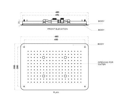 CONC CEILING MOUNTED SHOWER 2 FUN RAIN & MIST W/INSTAL KIT FOR FALSE CEILING - AQUANT -  ( BRUSHED ROSE GOLD -  - 580x480 mm - 23.2inchX19.2inch )