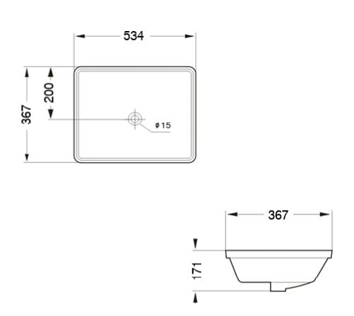 UNDER COUNTER WASH BASIN - AQUANT -  ( MATT LUNAR GREY -  - 534x367x171 mm - 21.36inchX14.68inchX6.84inch )
