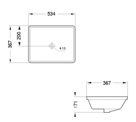 UNDER COUNTER WASH BASIN - AQUANT -  ( MATT LUNAR GREY -  - 534x367x171 mm - 21.36inchX14.68inchX6.84inch )