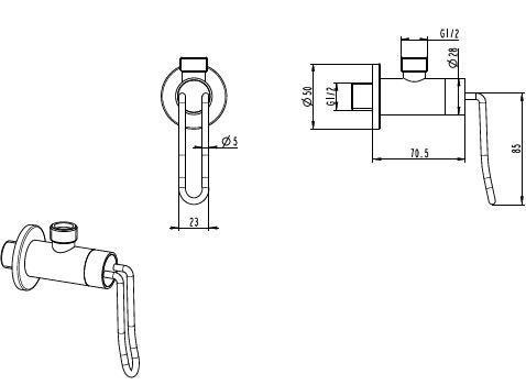 BRASS ANGLE VALUE WITH BRASS FLANGE - AQUANT -  ( ROSE GOLD+MATT WHITE -  - 0x15 mm - 0inchX0.6inch )
