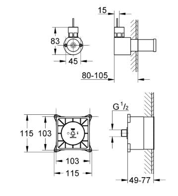 ROUGH-IN STEAM OUTLET - GROHE -  ( CHROME - G7 - GROHE F-DIGITAL - 0x125 mm - 0inchX5inch )
