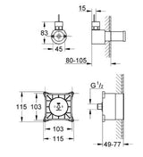 ROUGH-IN STEAM OUTLET - GROHE -  ( CHROME - G7 - GROHE F-DIGITAL - 0x125 mm - 0inchX5inch )