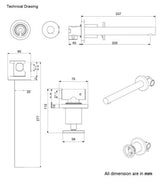 BRASS WALL MOUNTED BASIN MIXER - AQUANT -  ( CHROME+ROSE GOLD -  - 0x0 mm - 0inchx0inch )