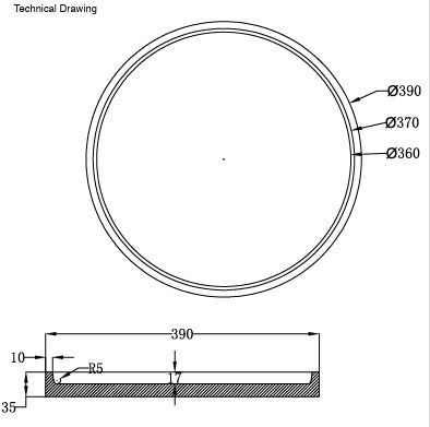 CONCRETE ROUND PLATE FOR SHELF - AQUANT -  ( OLIVE GREEN -  - 395x40 mm - 15.8inchX1.6inch )
