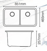 CAIRN NEOROC QUARTZ UNDERMOUNT DOUBLE EQUAL SINK W/RACK - KOHLER LUXURY -  ( MATTE BLACK - LUXURY - 851x465 mm - 34inchX18.6inch )