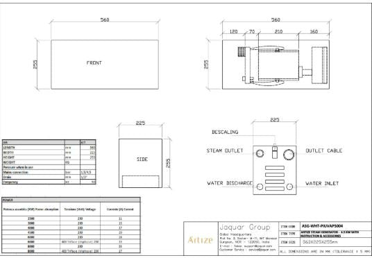 STEAM GEN 4.5KW WITH ACC & INST - ARTIZE WELLNESS -  ( WHITE -  - 0x0 mm - 0inchx0inch )
