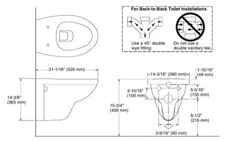 EWC W/H W/O SEAT COVER FOR 18131IN-S-0 ( BOLT DISTANCE 7INCH) - KOHLER POPULAR -  (  - POPULAR - 0x0 mm - 0inchx0inch )
