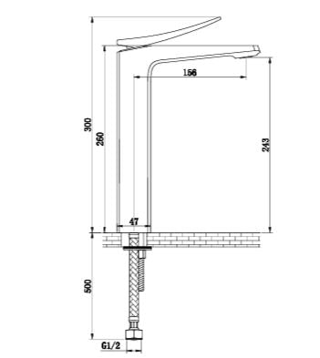 TALL BRASS BASIN MIXER - AQUANT -  ( BRUSHED GOLD -  - 0x15 mm - 0inchX0.6inch )