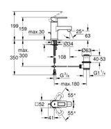 QUADRA OHM BASIN S - GROHE -  ( CHROME - G4 - QUADRA - 0x10 mm - 0inchX0.38inch )