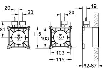 ROUGH-IN LIGHT MODULE - GROHE -  ( CHROME - G7 - GROHE F-DIGITAL - 0x125 mm - 0inchX5inch )
