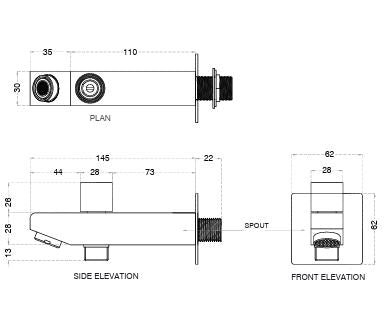 BUTTON SPOUT W/HAND SHOWER CONNECTION - AQUANT -  ( BRUSHED ROSE GOLD -  - 0x0 mm - 0inchx0inch )