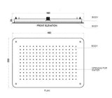 S/L FUN CONC CEILING MOUNTED SHOWER W/INSTAL KIT FOR FALSE CEILING - AQUANT -  ( GRAPHITE GREY -  - 480x330 mm  - 19.2inchX13.2inch )