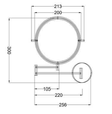 BRASS MIRROR DUAL - AQUANT -  ( CHROME -  - 0x200 mm - 0inchX8inch )