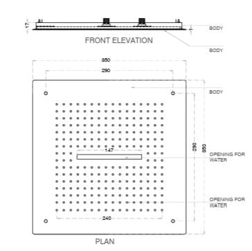 SS CEILING SHWR 2FUNC(RAIN+W.FALL)W/KIT - AQUANT -  ( CHROME -  - 320x320 mm - 12.8inchX12.8inch )