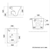 RIMLESS WC WITH SOFT CLOSE UF SLIM SEAT COVER - AQUANT -  ( WHITE -  - 520x350x345 mm - 20.8inchX14inchX13.8inch )