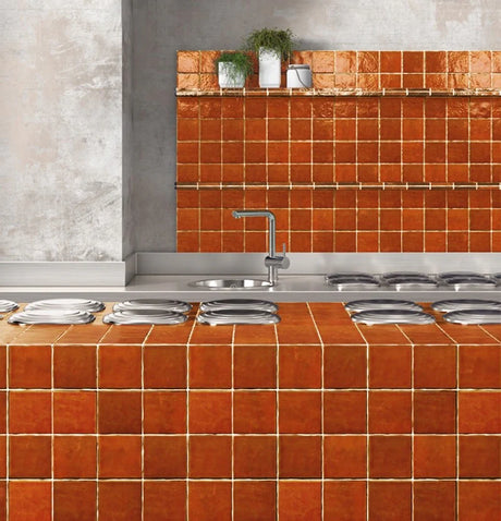 ZELIJ NARANJA DIF HL - SPAIN -  (  -  - 100x100 mm - 4inchX4inch )