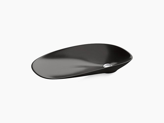 PETALINECAST IRON VESSEL LAVATORY - KOHLER LUXURY -  ( BLACK - LUXURY - 615x310 mm - 24.6inchX12.4inch )