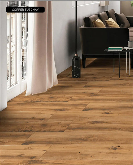 COPPER TUSCNAY - INDIAN TILES -  (  - LAVISH WOODEN STRIP - 1200x200 mm - 48inchX8inch )