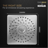 RAIN MAX SQUARE RH DUAL CORE SHOWERHEAD - KOHLER PREMIUM -  ( CHROME - PREMIUM - 256x256 mm - 10inchX10inch )