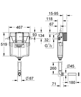 GD2 FLUSHING CISTERN, WITHOUT FRAME, 1.13 M, 6-9 L - GROHE-G2 - ( CHROME - G2 - GD2 - 0x0 mm - 0inchX0inch )