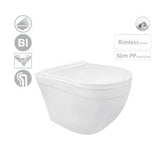 WALL HUNG W/SLIM PP SEAT COVER W/O JET - GLOCERA SWARE -  ( STAR WHITE - DIGNITY - 0x0 mm - 0inchx0inch )