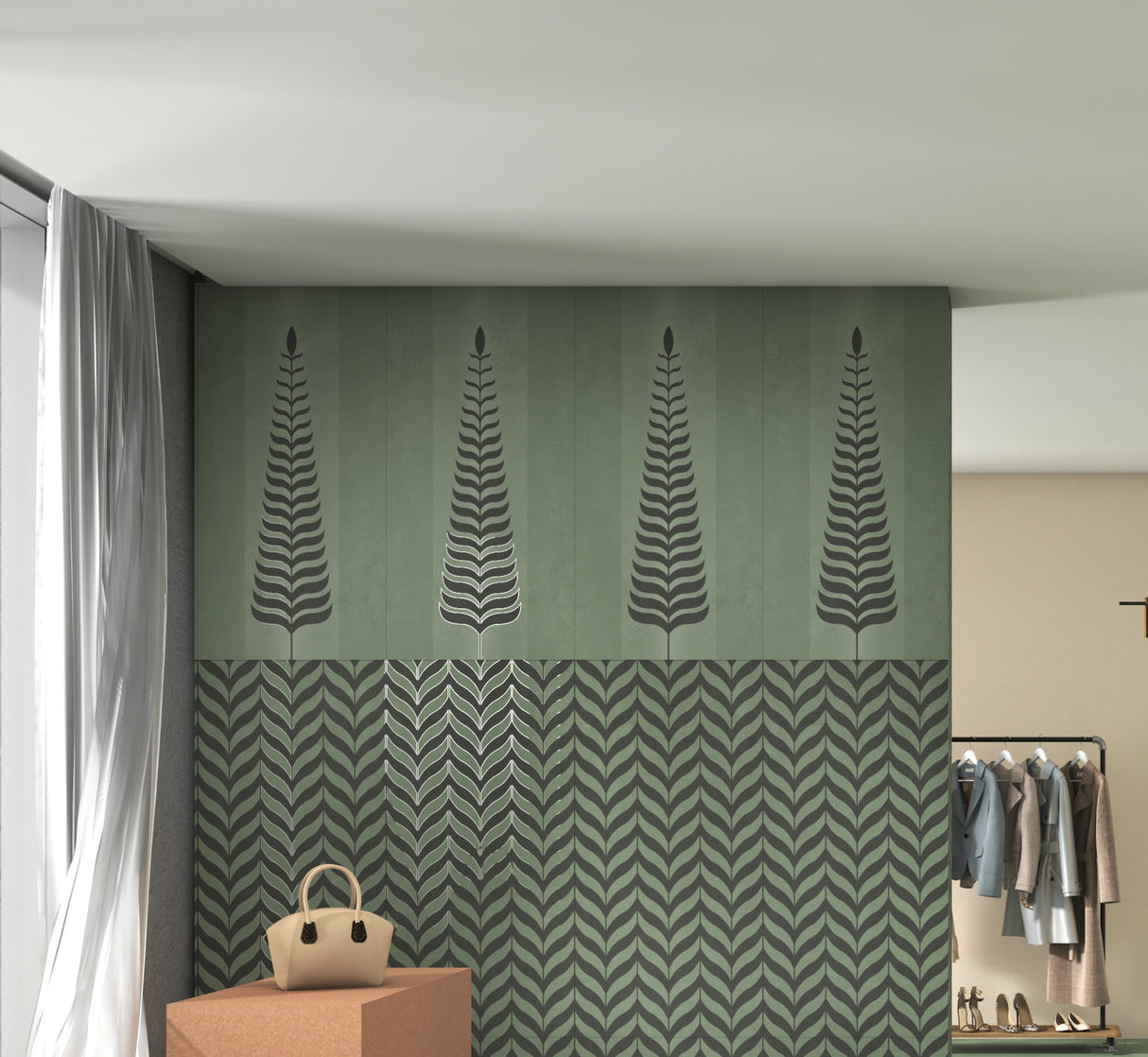 BRAZZIL GREEN LEAF DECOR HL - INDIAN TILES - ( - CRIST DECOR - 1200x600 mm - 48inchX24inch)