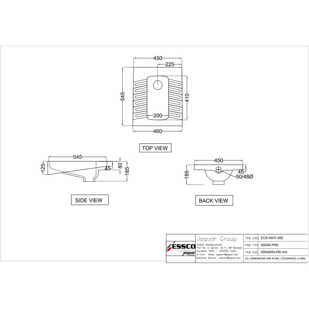 ASIAN PAN - ESSCO SWARE -  ( WHITE -  - 450x545 mm - 18inchX21.8inch )