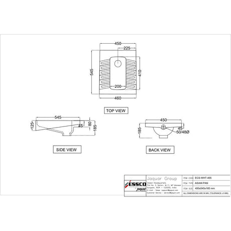 ASIAN PAN - ESSCO SWARE -  ( WHITE -  - 450x545 mm - 18inchX21.8inch )