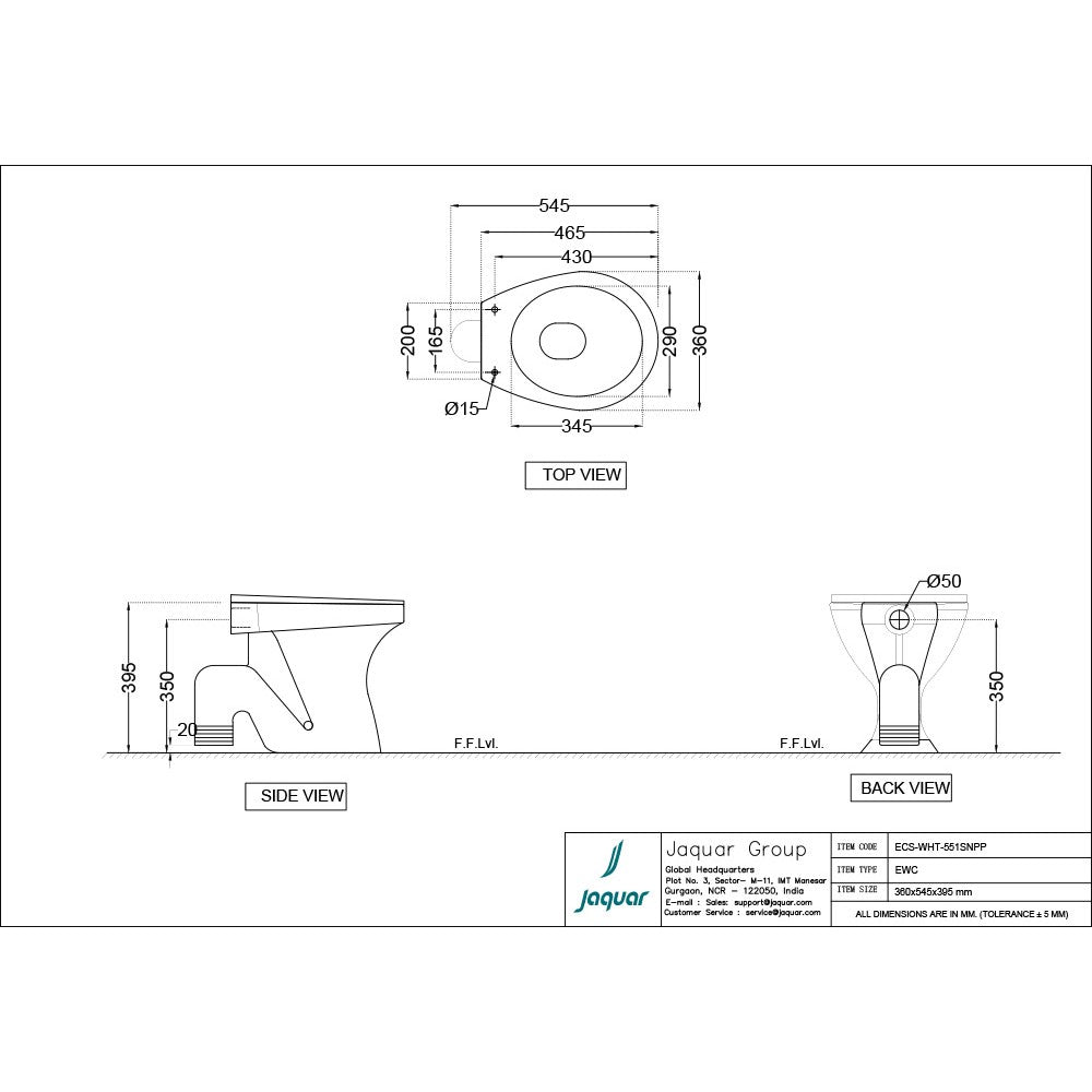 E.W.C  P-TRAP  W/NORMAL CLOSING S/COVER - ESSCO SWARE -  ( WHITE -  - 0x0 mm - 0inchX0inch )