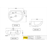 WALL HUNG WASH BASIN - ESSCO SWARE -  ( WHITE -  - 455x350 mm - 18.2inchX14inch )