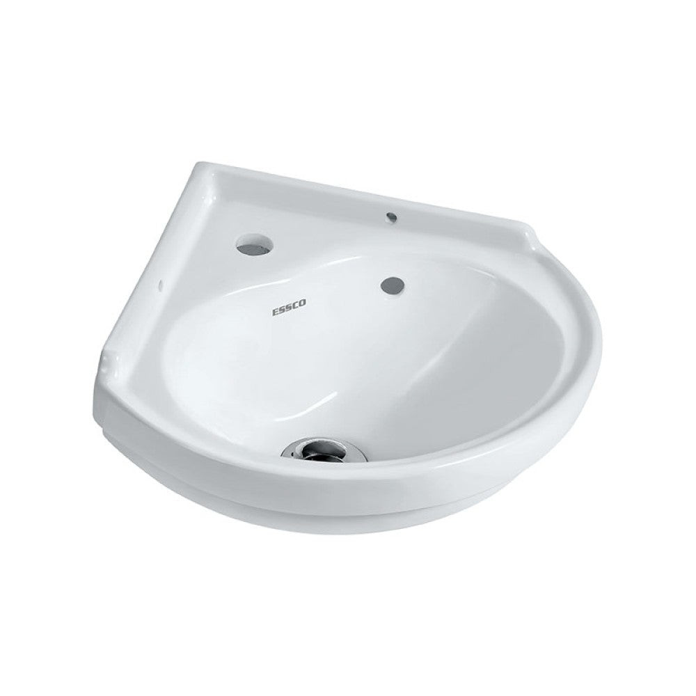 CORNER WALL HUNG WASH BASIN - ESSCO SWARE -  ( WHITE -  - 405x400 mm - 16inchX16inch )