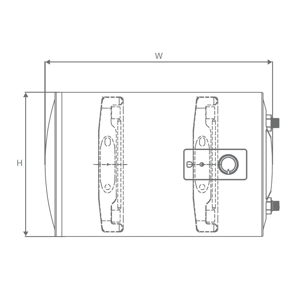 25L MANUAL 2KW 4 ( 4 STAR & LEFT INLET) - JAQUAR GEYSERS -  ( WHITE - ELENA HORIZONTAL - 715x320 mm - 28.5inchX13inch )