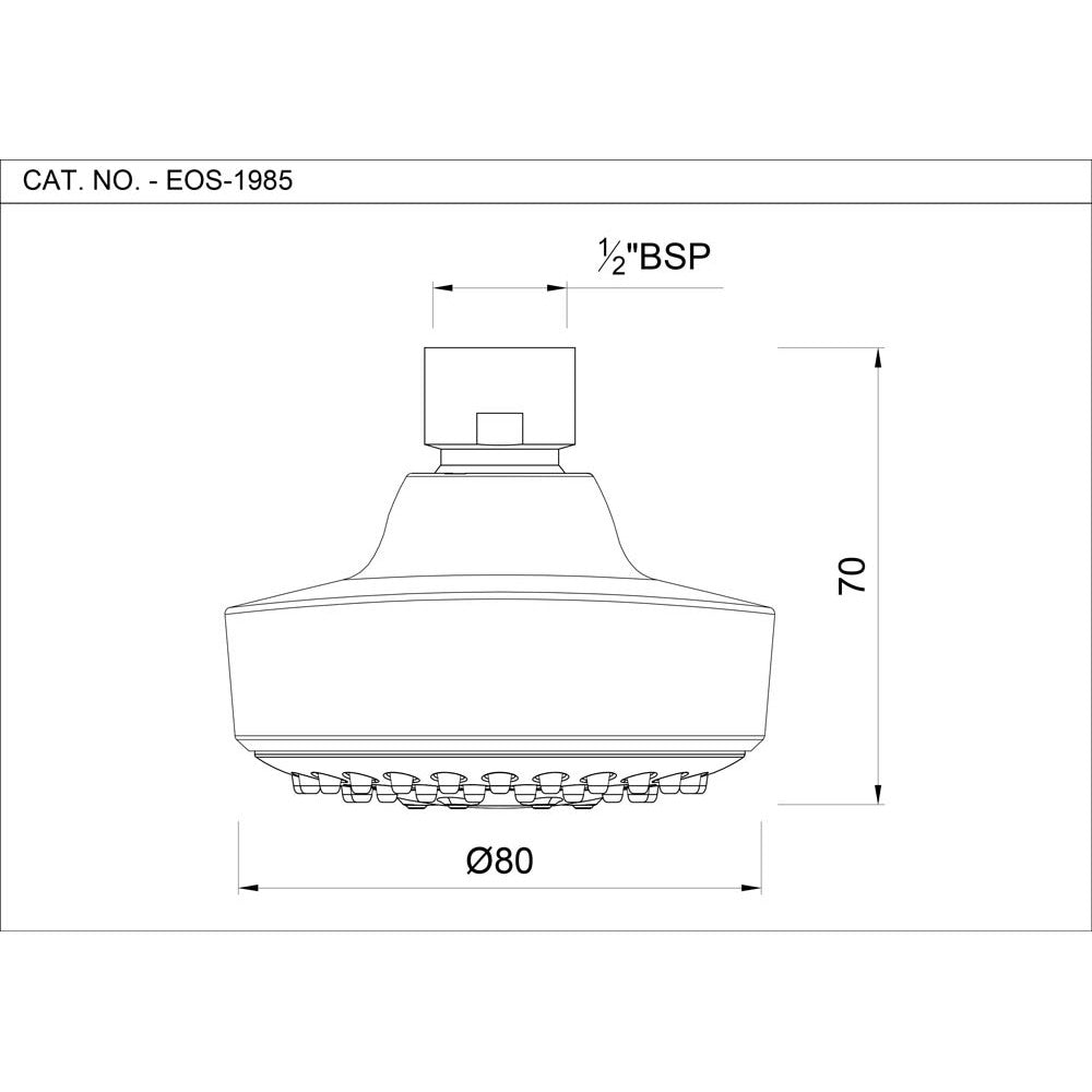 ROUND S.FLOW - ESSCO FAUCET -  ( CHROME - OVERHEAD SHOWER - 15x80 mm - 0.5inchX3inch )