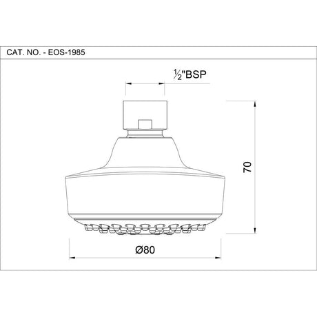 ROUND S.FLOW - ESSCO FAUCET -  ( CHROME - OVERHEAD SHOWER - 15x80 mm - 0.5inchX3inch )