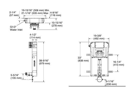 EVOFIT HALF FRAME MECH IN WALL TANK - KOHLER PREMIUM -  ( MECHANICAL - PREMIUM - 0x0 mm - 0inchx0inch )
