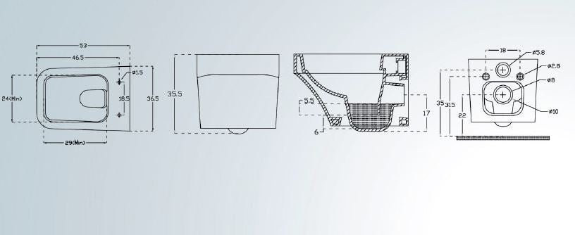 (PRUN) E.W.C W/M AMAZON AQUA SHEET W/S.COVER ( BOLT DISTANCE 7INCH) - HINDWARE -  ( STAR WHITE - ITALIAN - 0x0 mm - 0inchx0inch )