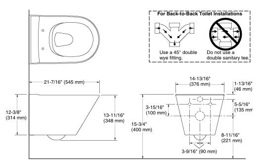 BRAZN WALL HUNG EWC ROUND W/O SEAT CVR FOR 26994IN-0 ( BOLT DISTANCE 7INCH) - KOHLER PREMIUM -  (  - PREMIUM - 0x0 mm - 0inchx0inch )